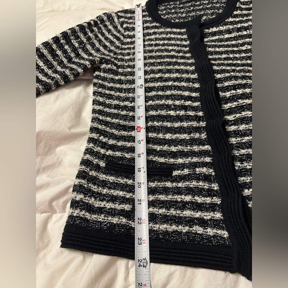 Anne Klein Black and White Textured Cardigan - Size L - Picture 12 of 13